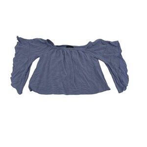 see you monday blue crop top flutter sleeves medium tag cut out